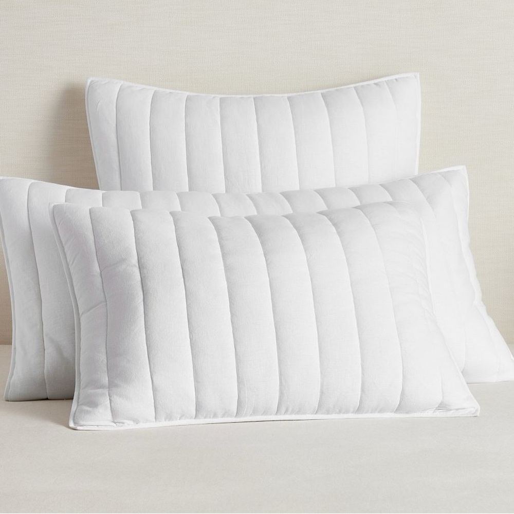 Pottery Barn European Flax Linen Cotton Channel Stitch Quilted Sham